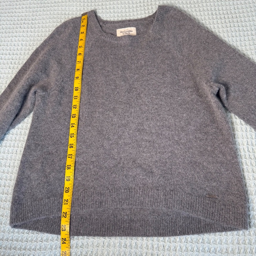 Abercrombie & Fitch Sweater Womens Large Rabbit Hair Gray Crewneck Shirt 2010s - Picture 8 of 8